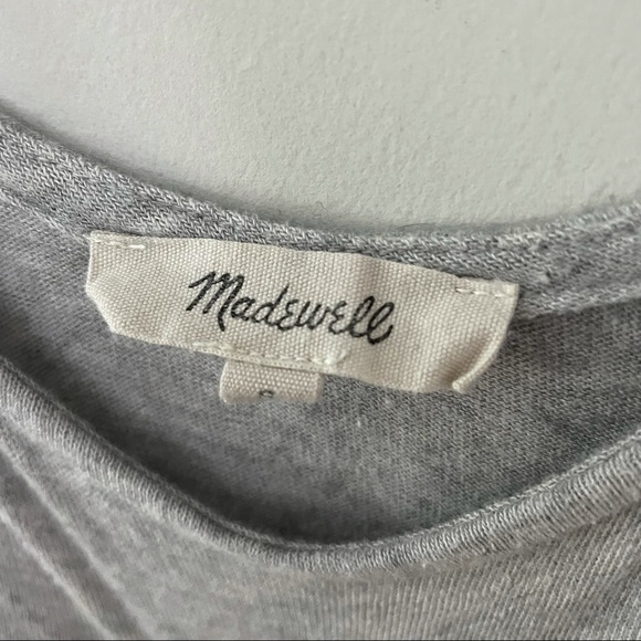 Madewell Gray Fitted Sleeve T-Shirt Blouse with Scoop Back - Picture 7 of 7